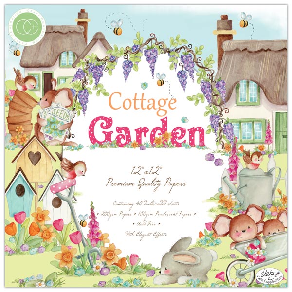 Craft Consortium 12in x 12in Paper Pad 40 Sheets 200gsm | Cottage Garden